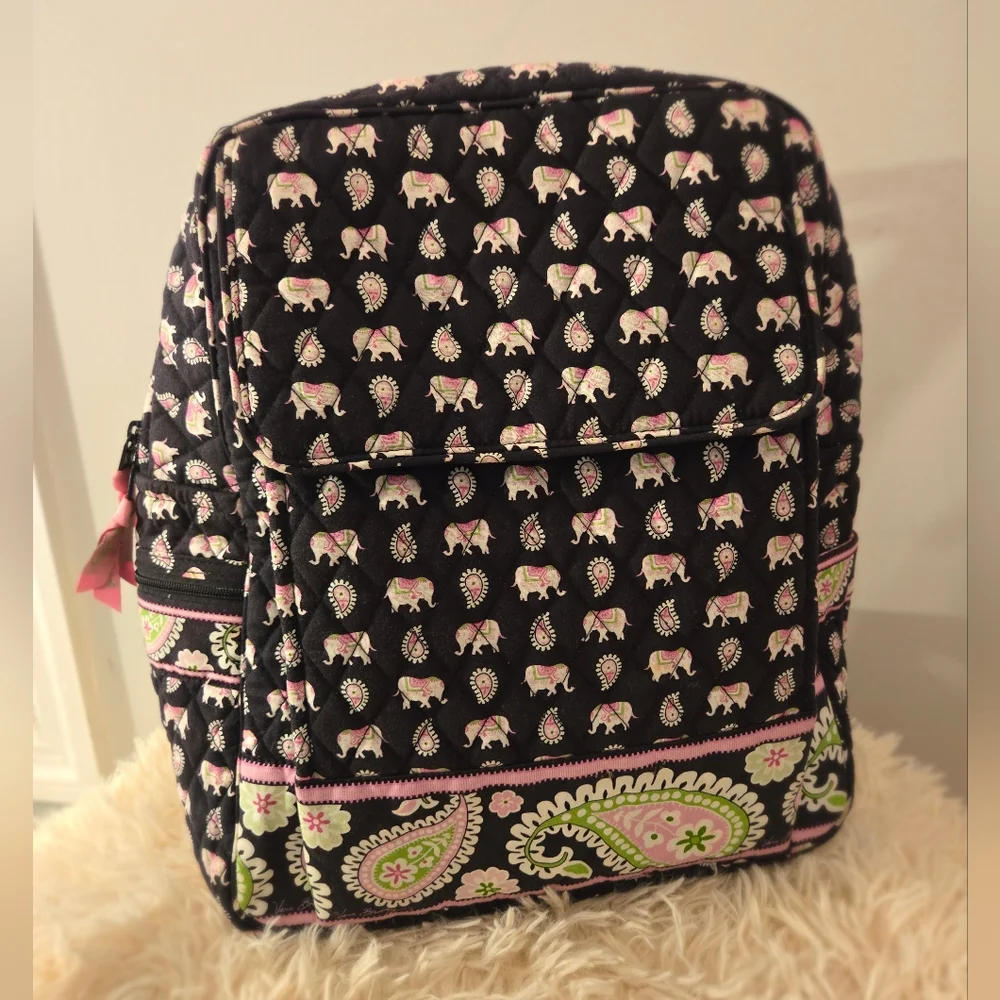 Vera Bradley Discontinued Pink Elephant Print Backpack
